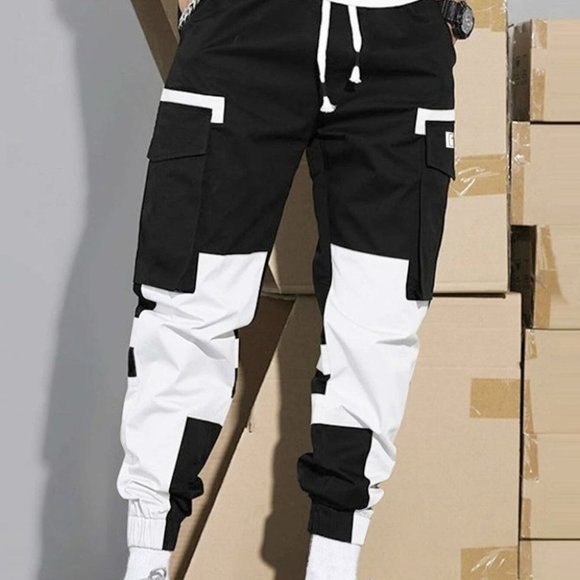 undefined Other - Streetstyle Two Tone Black & White Men's Cargo Pants